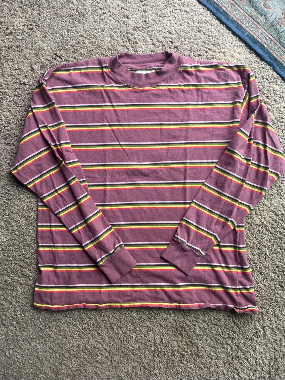 Urban Outfitters Mauve Striped Long-Sleeve Crewneck Shirt